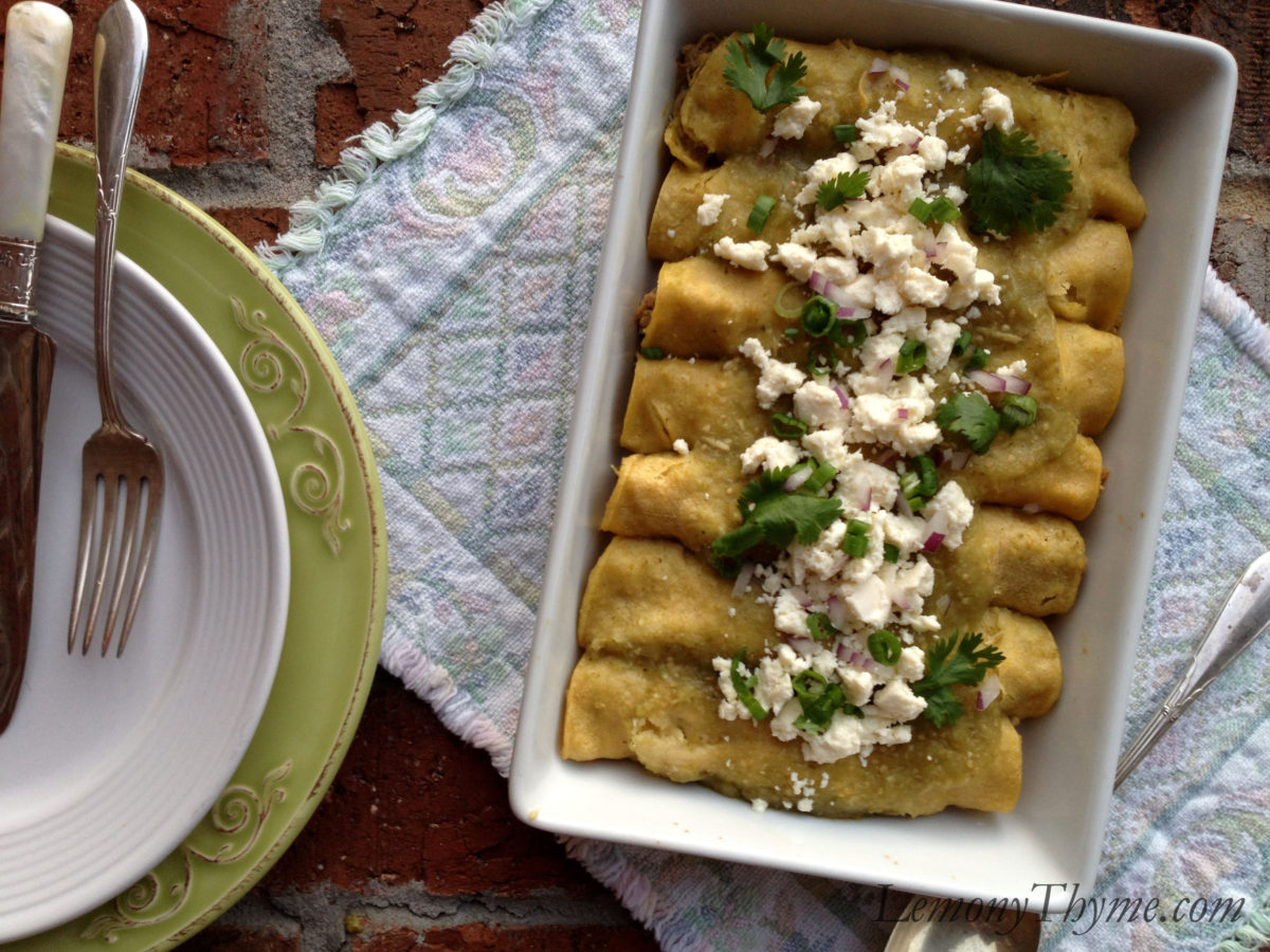 » Chicken Enchiladas with Tomatillo Sauce Lemony Thyme