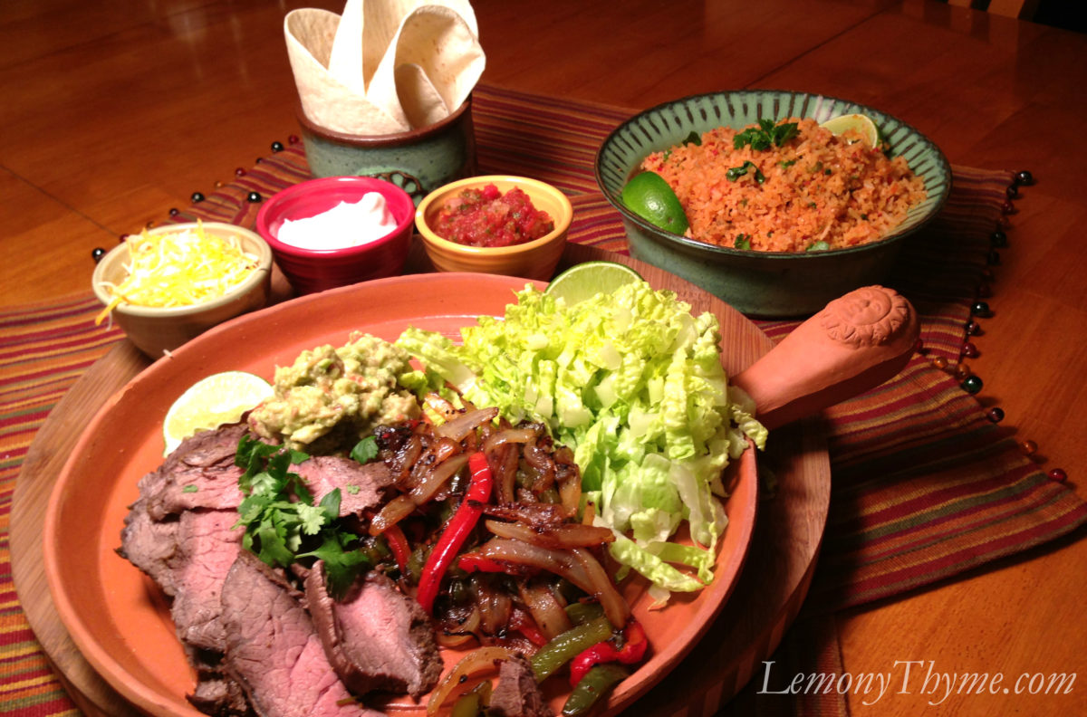 Flat Iron Steak Fajitas {with Mexican Rice} Lemony Thyme