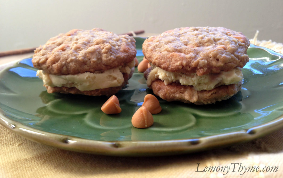 Buttercrunch Oatmeal Cookie Ice Cream Sandwiches Lemony Thyme