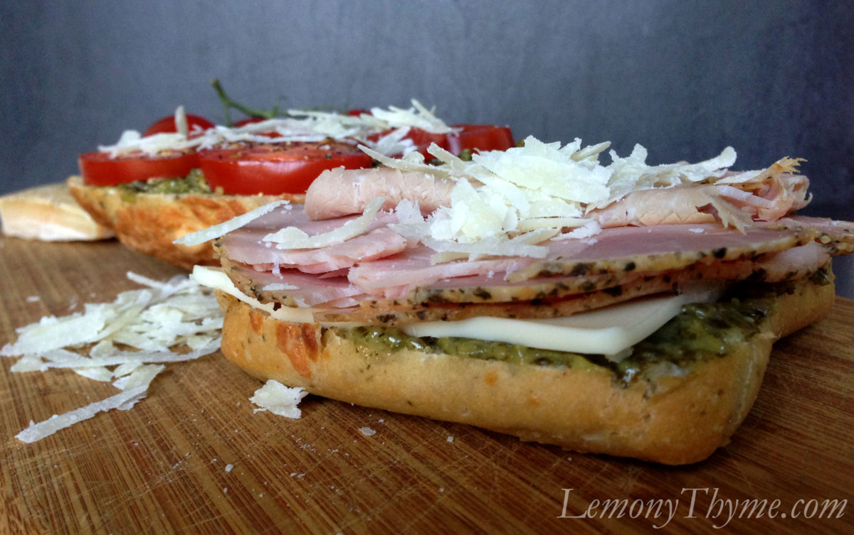 » Parmesan Pesto Grilled Tomato Ham & Cheese Lemony Thyme
