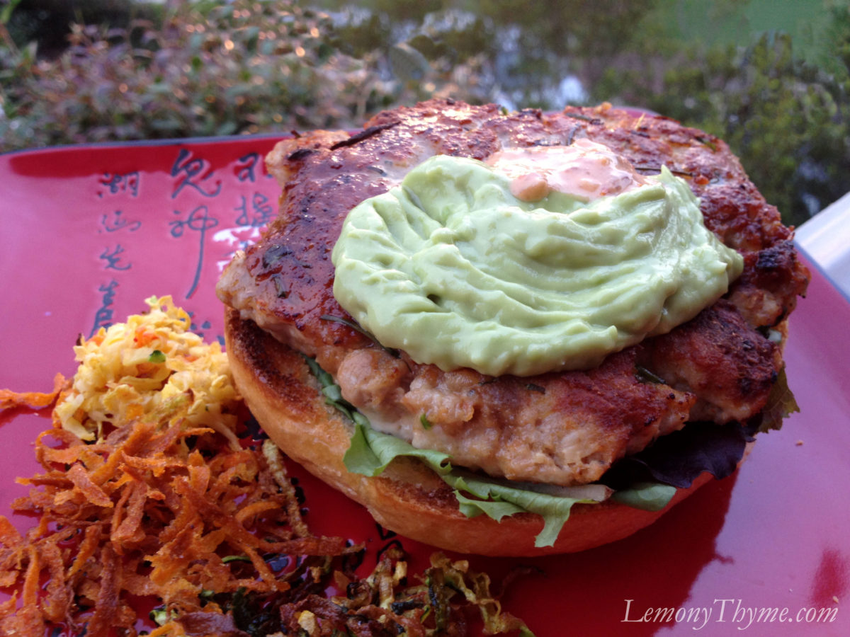 Ahi Tuna Burgers {with Avocado Aioli & Sriracha Mayo} Lemony Thyme