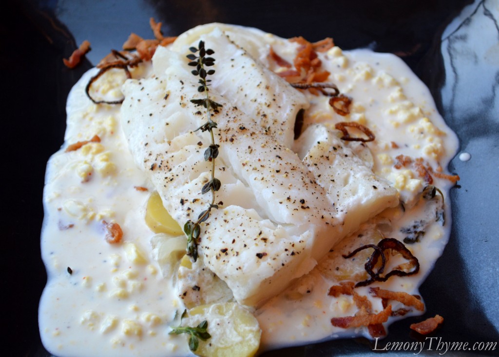 » Cod & Potatoes Poached in Milk {atop a Scotch Egg Sauce} Lemony Thyme