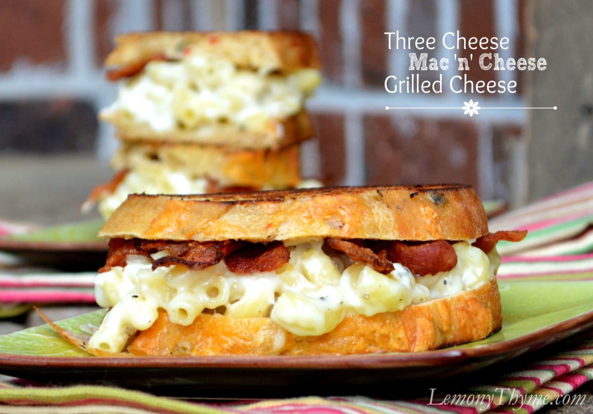 Three Cheese Mac 'n' Cheese {Grilled Cheese Sandwich} Lemony Thyme