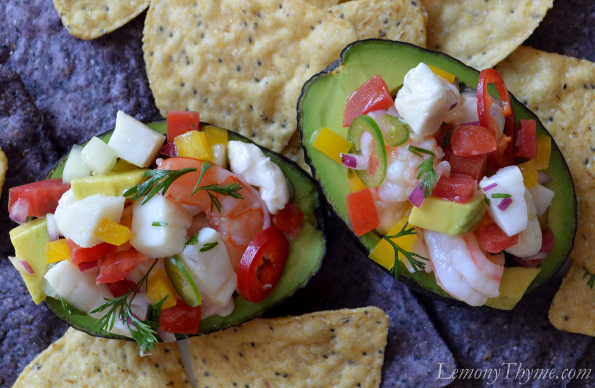 Ceviche {with Halibut, Scallops & Shrimp} Lemony Thyme