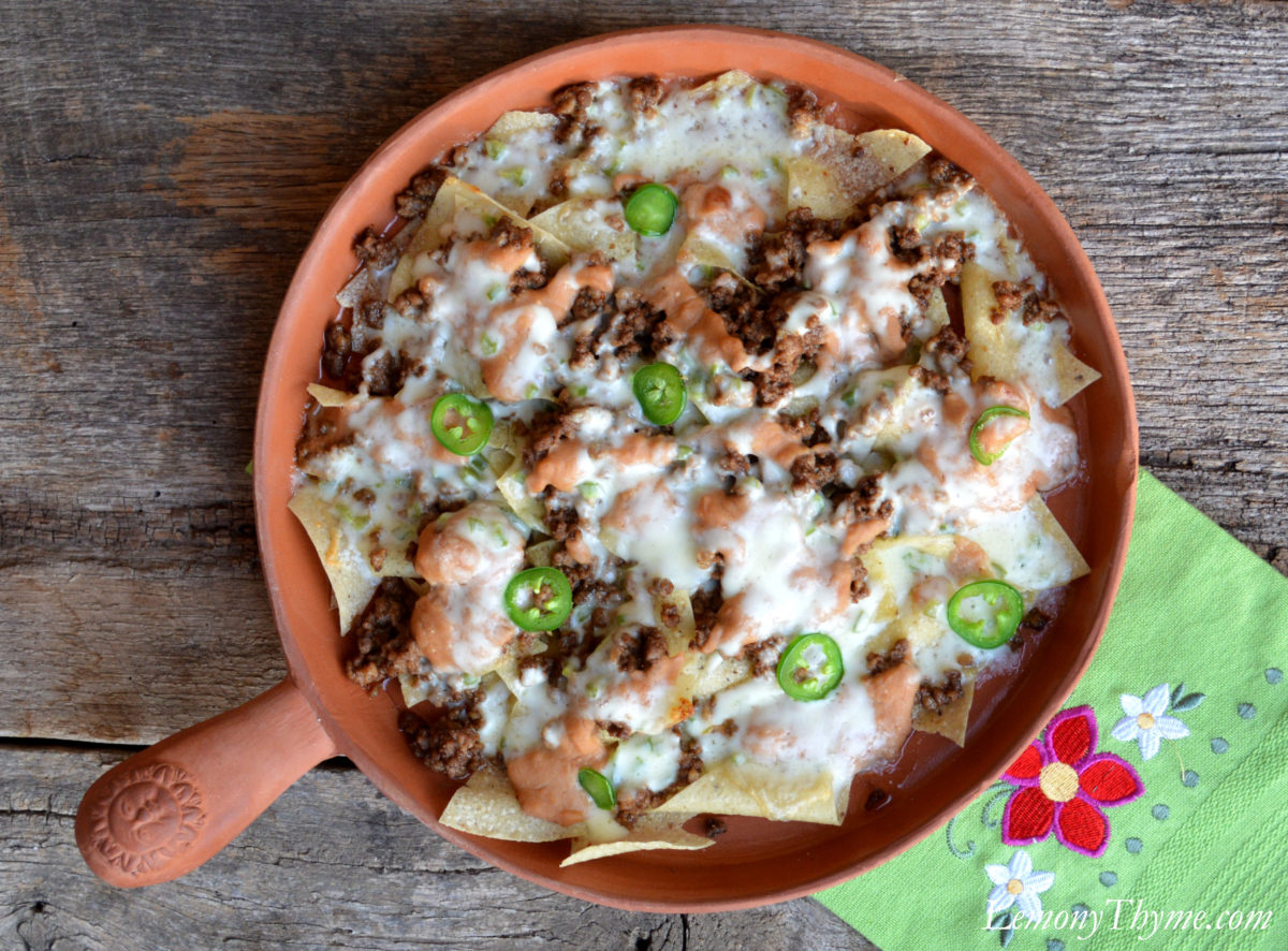 Beef, Bean & Cheese Nachos {with Jalapeños} Lemony Thyme