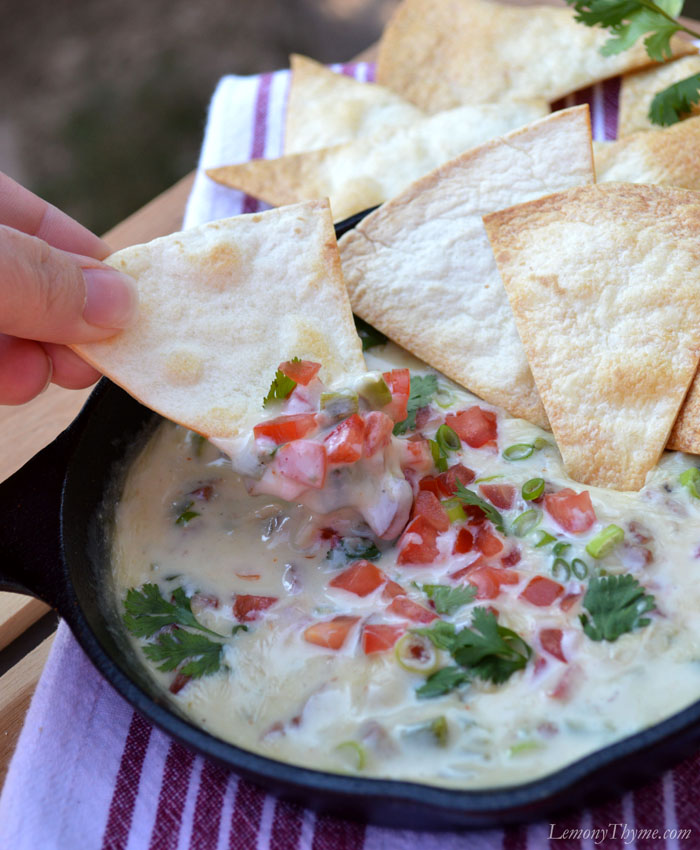 » Queso Fundido {with Fire Roasted Poblano Peppers} Lemony Thyme