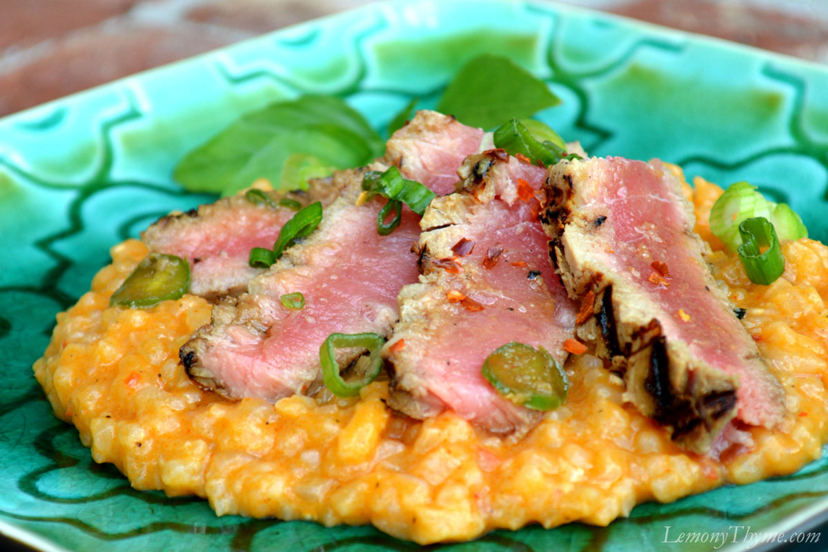 Seared Ahi Tuna with Thai Risotto Lemony Thyme