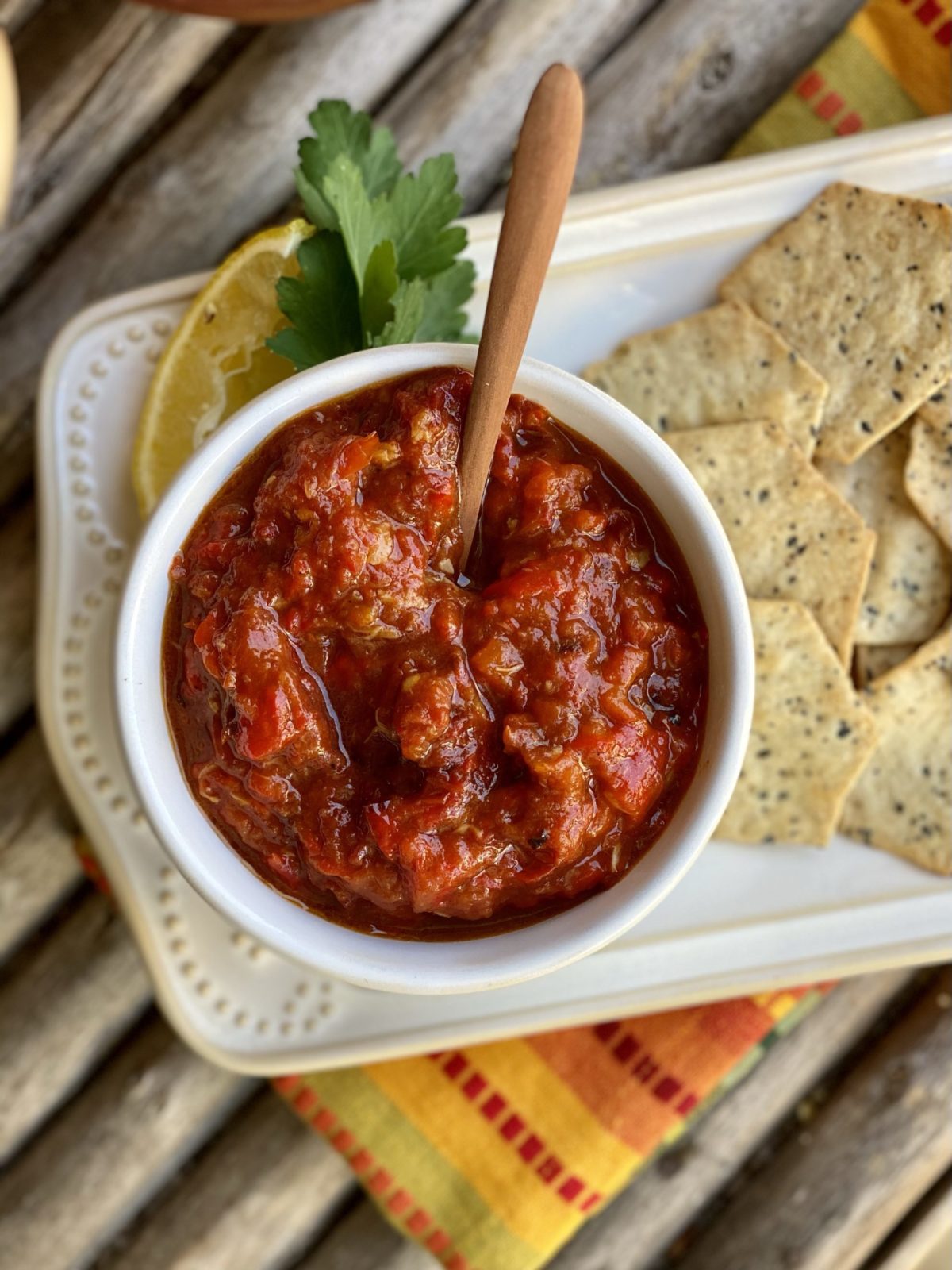 Roasted Tomato & Red Pepper Dip Lemony Thyme