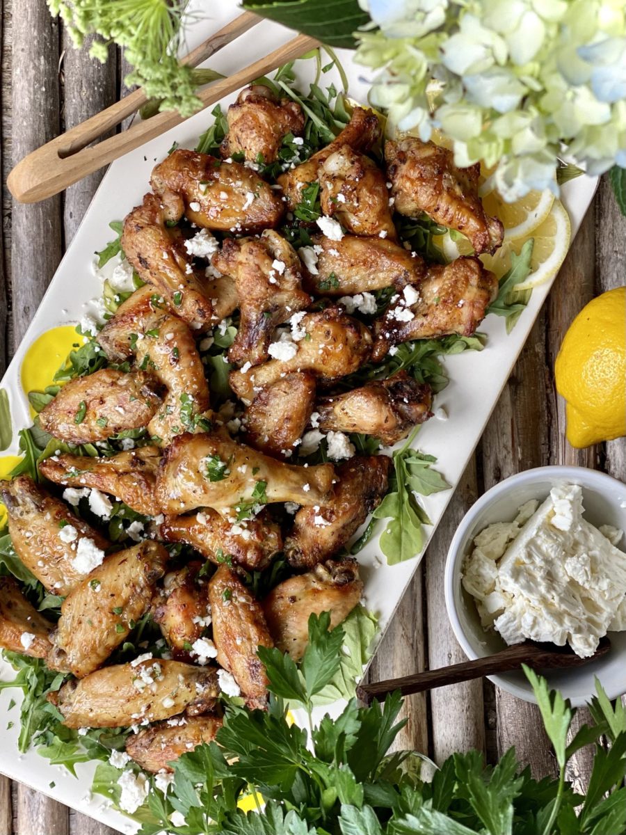 » Crispy Greek Chicken Wings with Lemon Garlic & Feta Lemony Thyme